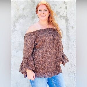 Leopard Print Off-Shoulder Top